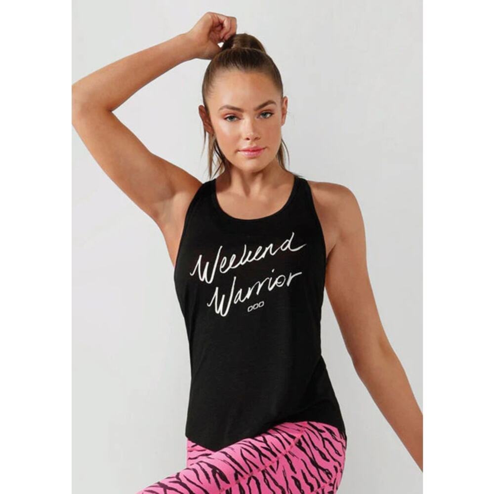 Lorna Jane Weekend Warrior Slouchy Gym Tank Black Size Small